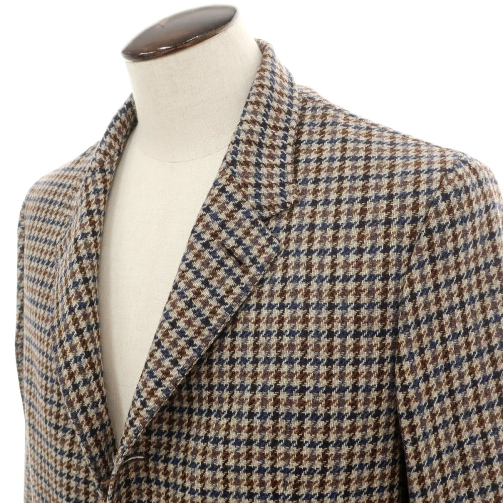 【新品】カナーリ CANALI ウール ガンクラブチェック 3B カジュアルジャケット グレージュxネイビー【サイズ50】【 状態ランクN 】【 メンズ 】