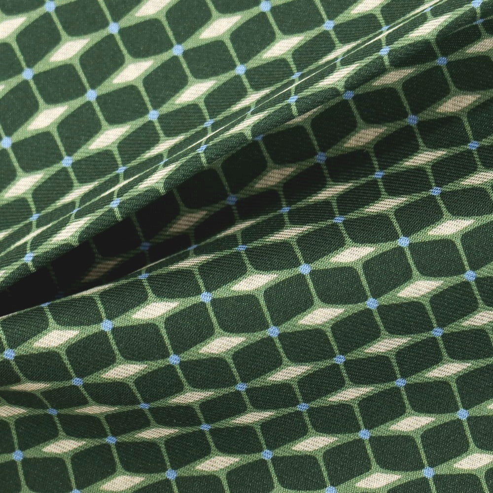 【新品】カナーリ CANALI シルク 両面プリント ポケットチーフ グリーンxネイビー【 状態ランクN 】【 メンズ 】