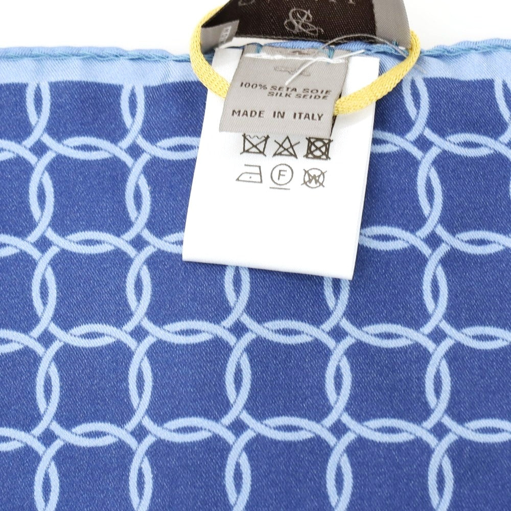 【新品】カナーリ CANALI シルク プリント ポケットチーフ ライトブルーxネイビー【 状態ランクN 】【 メンズ 】