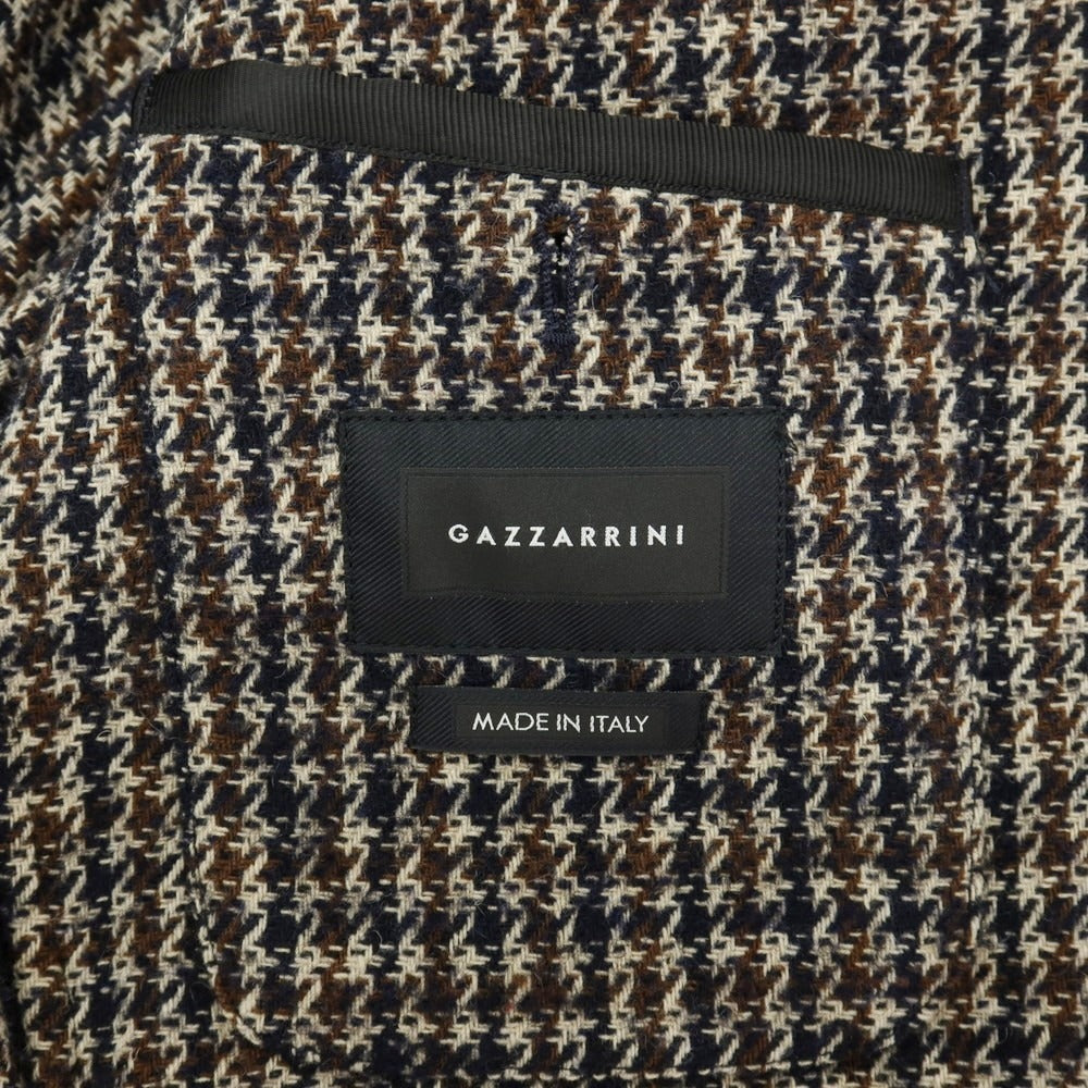【中古】ガッザリーニ GAZZARRINI アクリルポリエステルウールアルパカ ガンクラブチェック 2B テーラードジャケット ブラックxブラウン【サイズ46】【 状態ランクB 】【 メンズ 】