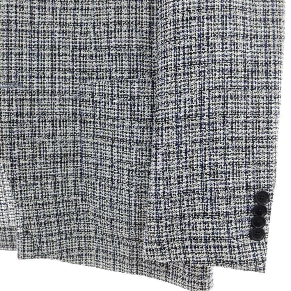 【SALE30%OFF/返品不可】【中古】フランコ プリンツィバリー FRANCO PRINZIVALLI ウールコットンナイロン チェック 3B テーラードジャケット ネイビー【 サイズ46 】【 状態ランクB 】【 メンズ 】