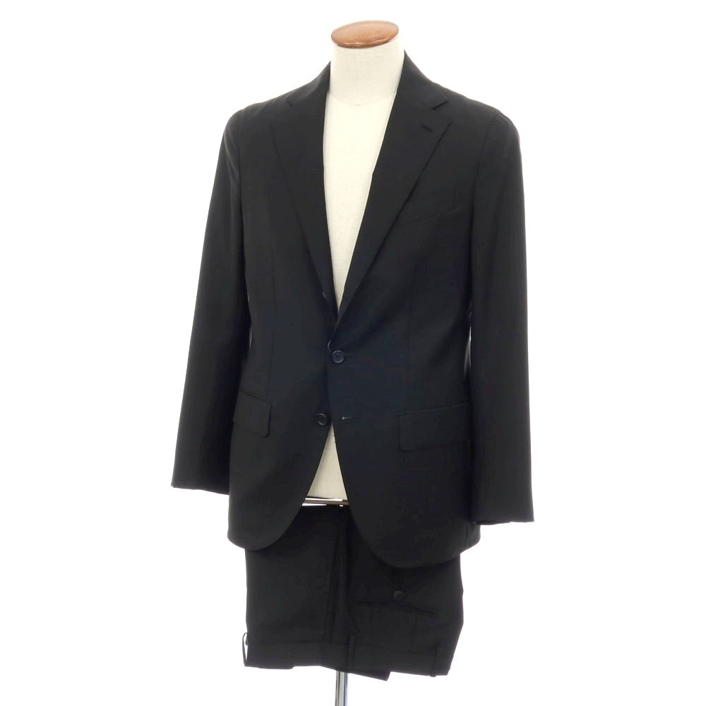 【中古】カルーゾ CARUSO ウールモヘヤ 3つボタンスーツ ブラック【サイズ48】【メンズ】 中古】カルーゾ CARUSO ウールモヘヤ 3つボタンスーツ ブラック