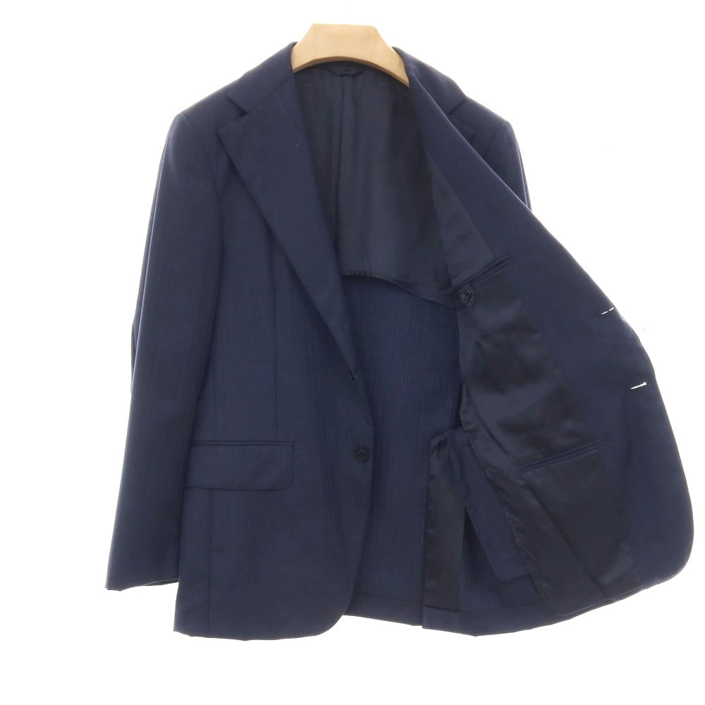 【中古】ベルベスト Belvest ウール ヘリンボーン 3つボタンスーツ ネイビー【サイズ50】【 状態ランクB 】【 メンズ 】