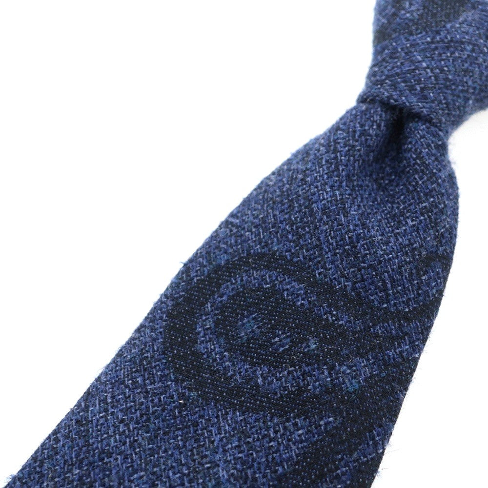 【中古】ビームスエフ BEAMS F シルクウールナイロン ペイズリー柄ネクタイ ネイビー【 状態ランクC 】【 メンズ 】