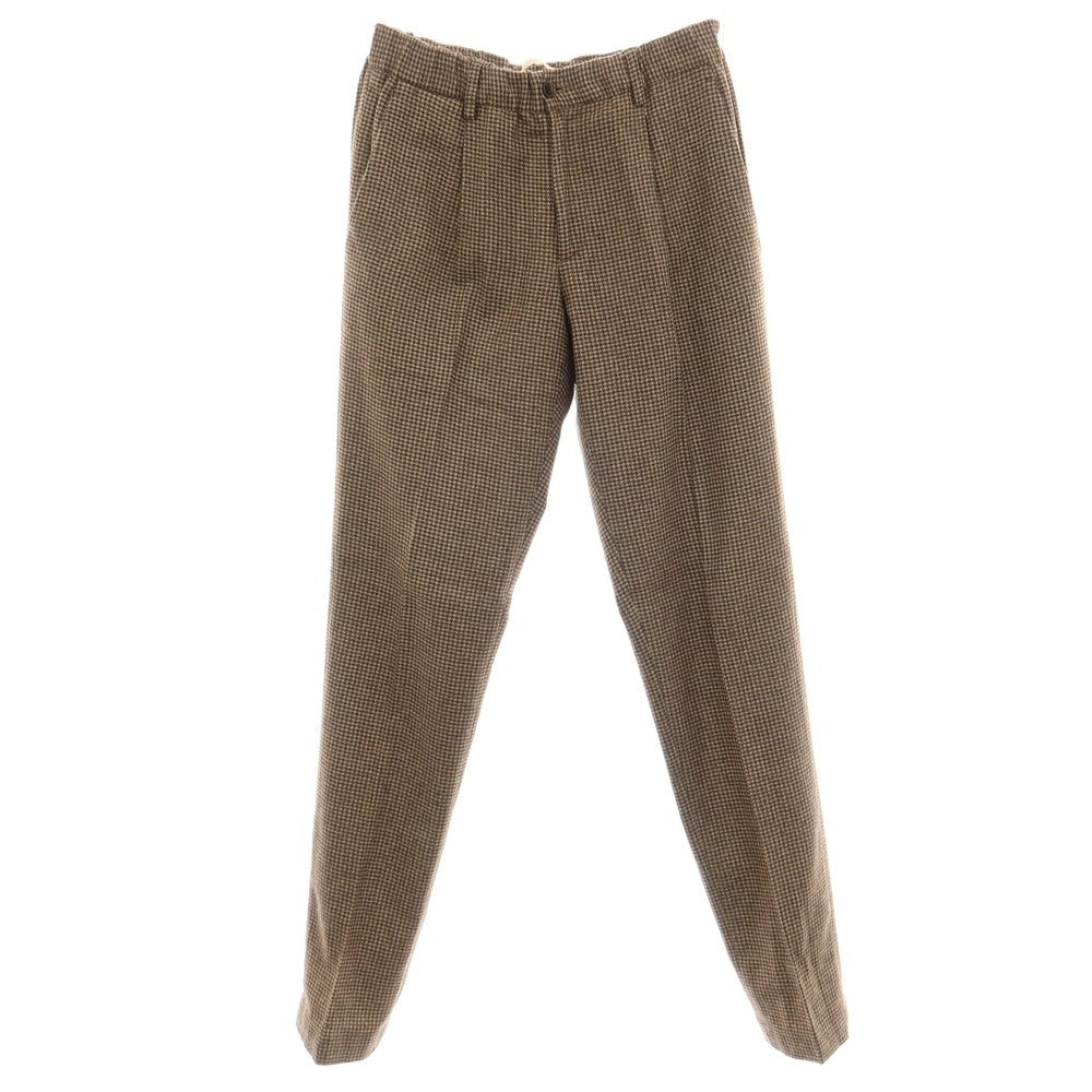 【中古】ブリリア1949 BRIGLIA 1949 BEAMS別注 ストレッチ ウールナイロンアクリル ハウンドトゥース イージースラックス パンツ ベージュxブラウン【サイズ42】【 状態ランクB 】【 メンズ 】
