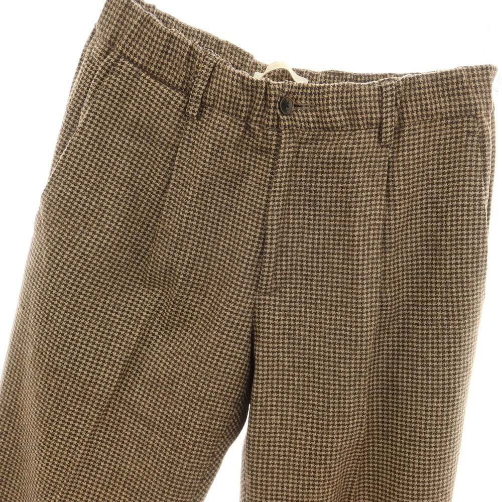 【中古】ブリリア1949 BRIGLIA 1949 BEAMS別注 ストレッチ ウールナイロンアクリル ハウンドトゥース イージースラックス パンツ ベージュxブラウン【サイズ42】【 状態ランクB 】【 メンズ 】