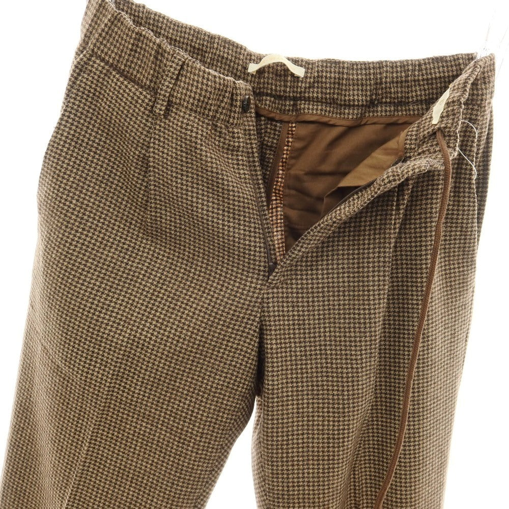 【中古】ブリリア1949 BRIGLIA 1949 BEAMS別注 ストレッチ ウールナイロンアクリル ハウンドトゥース イージースラックス パンツ ベージュxブラウン【サイズ42】【 状態ランクB 】【 メンズ 】