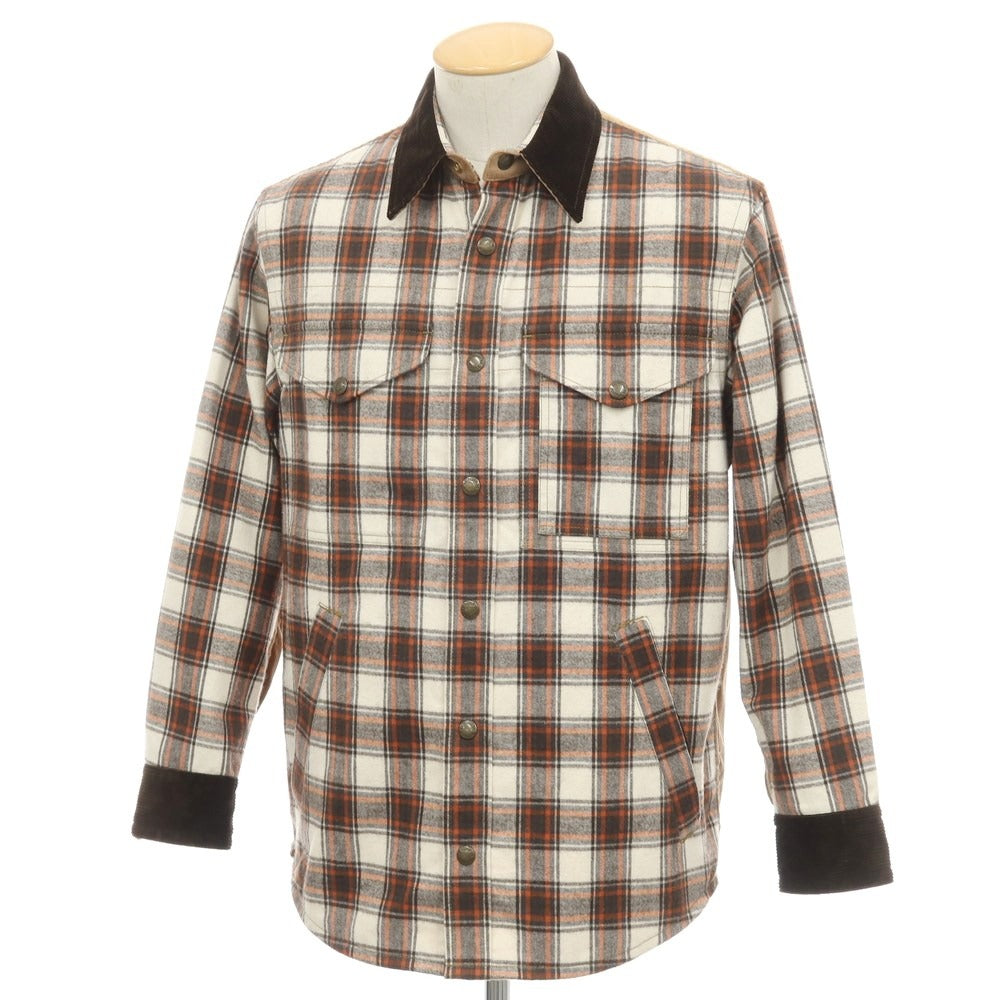 【中古】ジュンヤワタナベ マン JUNYA WATANABE MAN × FILSON 2025年秋冬 チェック コーデュロイ 切替 カジュアルシャツ ブラウンxホワイト【サイズXS】【 状態ランクB 】【 メンズ 】