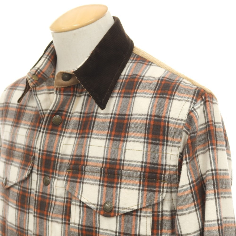 【中古】ジュンヤワタナベ マン JUNYA WATANABE MAN × FILSON 2025年秋冬 チェック コーデュロイ 切替 カジュアルシャツ ブラウンxホワイト【サイズXS】【 状態ランクB 】【 メンズ 】