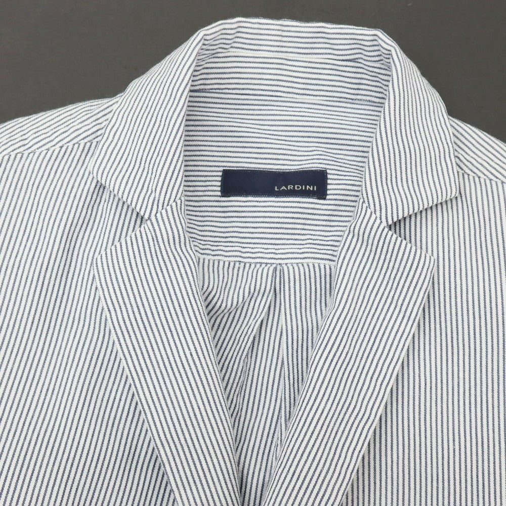 【中古】ラルディーニ LARDINI コットン ストライプ 3B カジュアルジャケット ホワイトxネイビー【サイズM】【 状態ランクB 】【 メンズ 】