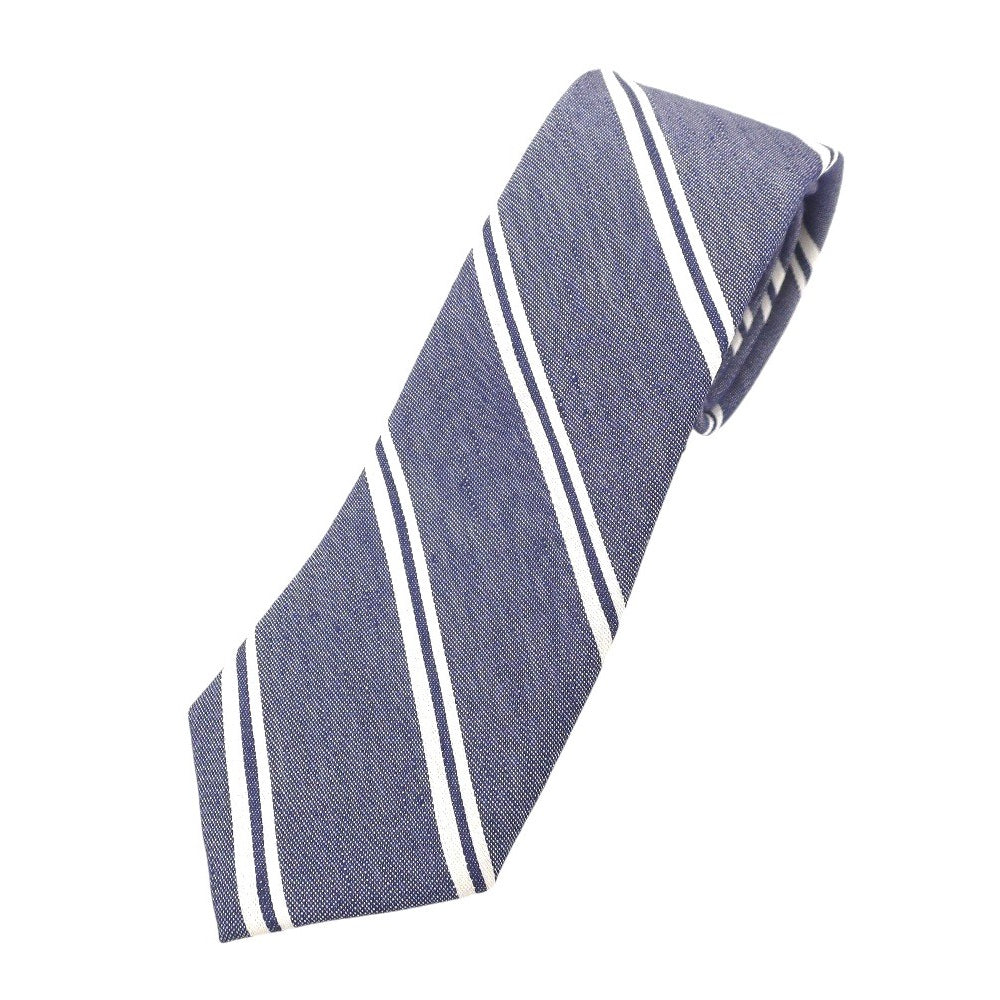 【中古】ジェイクルー J.CREW リネンシルク ストライプ柄ネクタイ ナロータイ ネイビーxホワイト【 状態ランクB 】【 メンズ 】