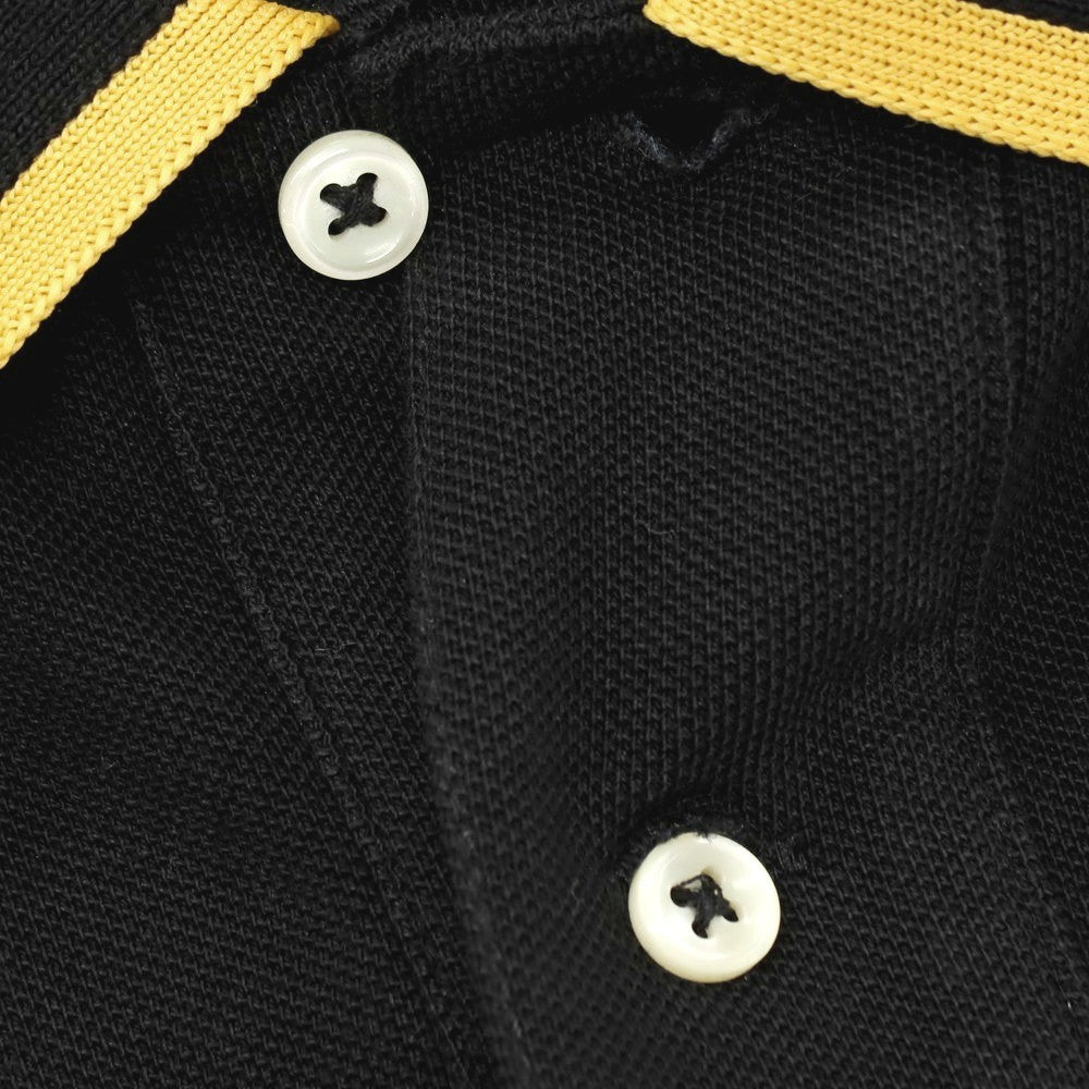 【中古】ポロ ラルフローレン Polo Ralph Lauren コットン 鹿の子 半袖ポロシャツ ブラックxマスタード【サイズM】【 状態ランクB 】【 メンズ 】