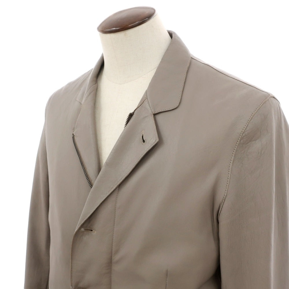【中古】アルマーニ コレッツォーニ ARMANI COLLEZIONI レザー 3つボタン&ダブルジップ カジュアルジャケット ライトグレージュ【サイズ50】【 状態ランクD 】【 メンズ 】