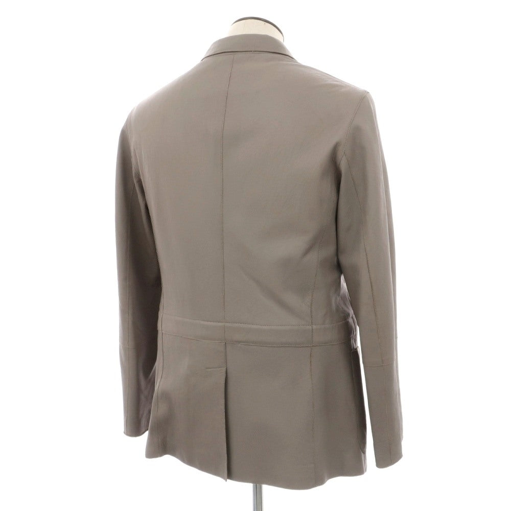 【中古】アルマーニ コレッツォーニ ARMANI COLLEZIONI レザー 3つボタン&ダブルジップ カジュアルジャケット ライトグレージュ【サイズ50】【 状態ランクD 】【 メンズ 】