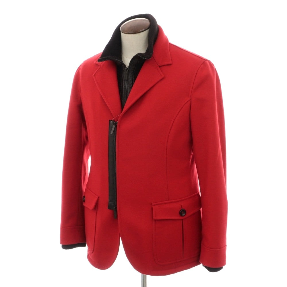 【中古】アルマーニ コレッツォーニ ARMANI COLLEZIONI カシミヤ混 ドッキング ジップアップ 中綿入り カジュアルジャケット レッド【サイズ52】【 状態ランクB 】【 メンズ 】