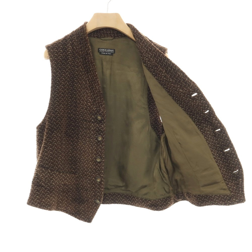 【中古】ジョルジオアルマーニ GIORGIO ARMANI コットンポリエステル カジュアル系ジレ ベスト ダークオリーブブラウン【サイズ50】【 状態ランクC 】【 メンズ 】