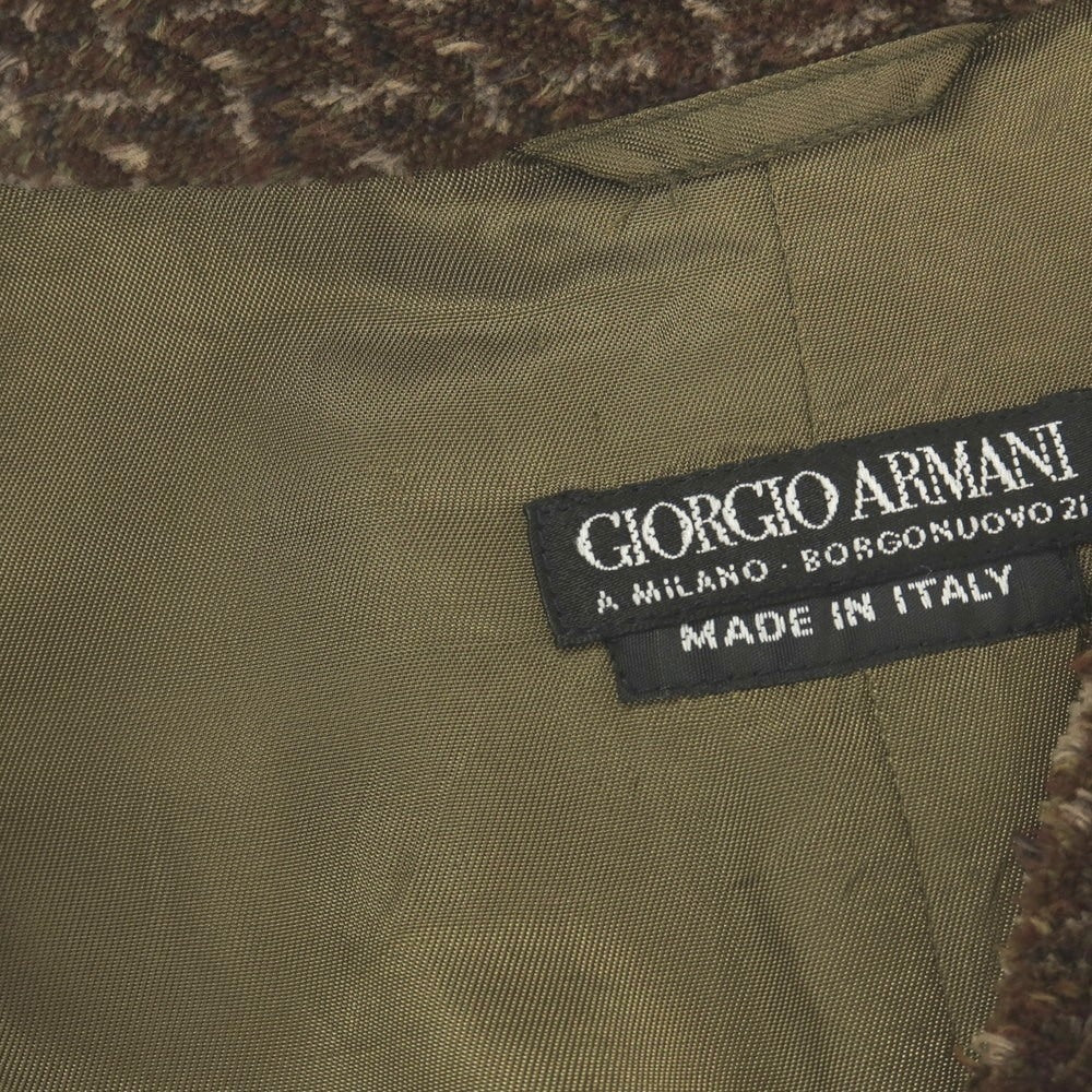 【中古】ジョルジオアルマーニ GIORGIO ARMANI コットンポリエステル カジュアル系ジレ ベスト ダークオリーブブラウン【サイズ50】【 状態ランクC 】【 メンズ 】