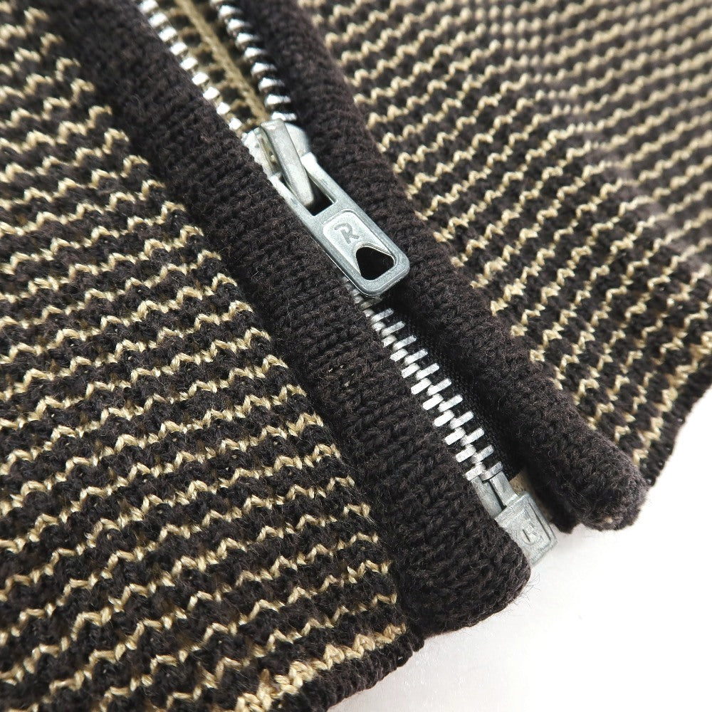 【中古】ジョルジオアルマーニ GIORGIO ARMANI コットンレーヨン ジップアップ ニットベスト ブラックxベージュ【サイズ52】【 状態ランクC 】【 メンズ 】