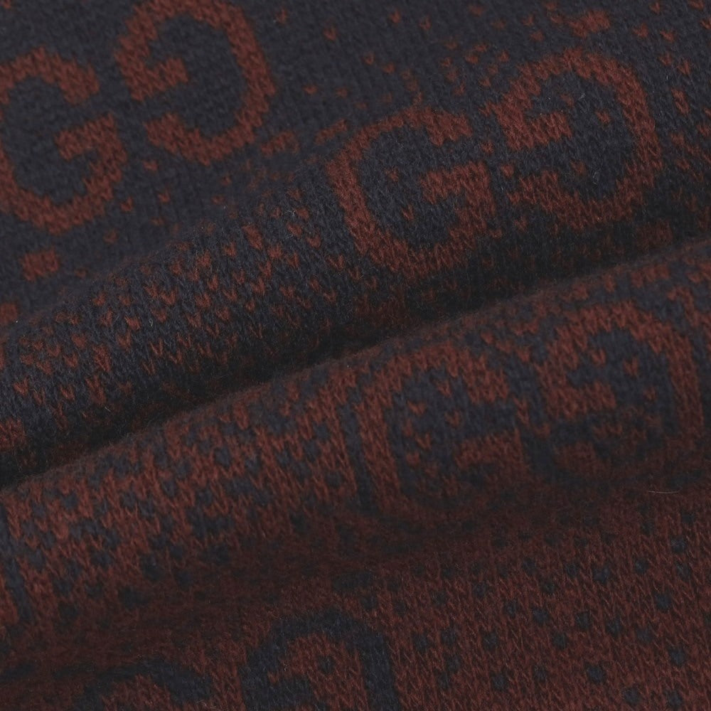 【中古】グッチ GUCCI ウール GGロゴ ジャカード クルーネック プルオーバーニット ネイビーxボルドー【サイズM】【 状態ランクA 】【 メンズ 】