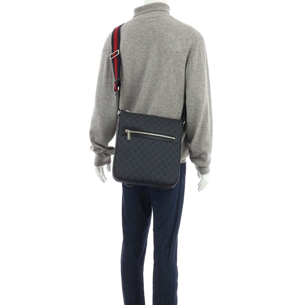 【中古】グッチ GUCCI GGキャンバス 792081 ショルダーバッグ ブラックxグレー【 状態ランクA 】【 メンズ 】