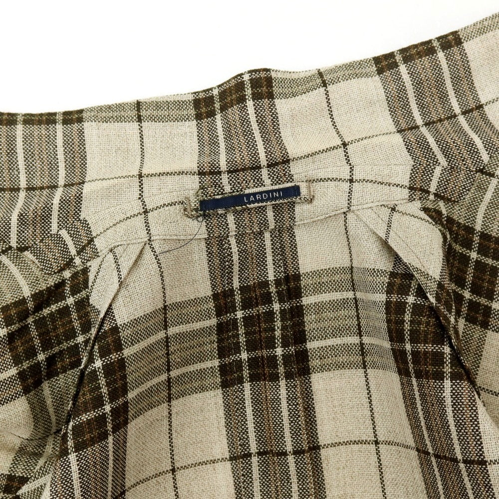 【中古】ラルディーニ LARDINI ウールリネン チェック 3B テーラードジャケット ベージュ【サイズ42】【 状態ランクB 】【 メンズ 】