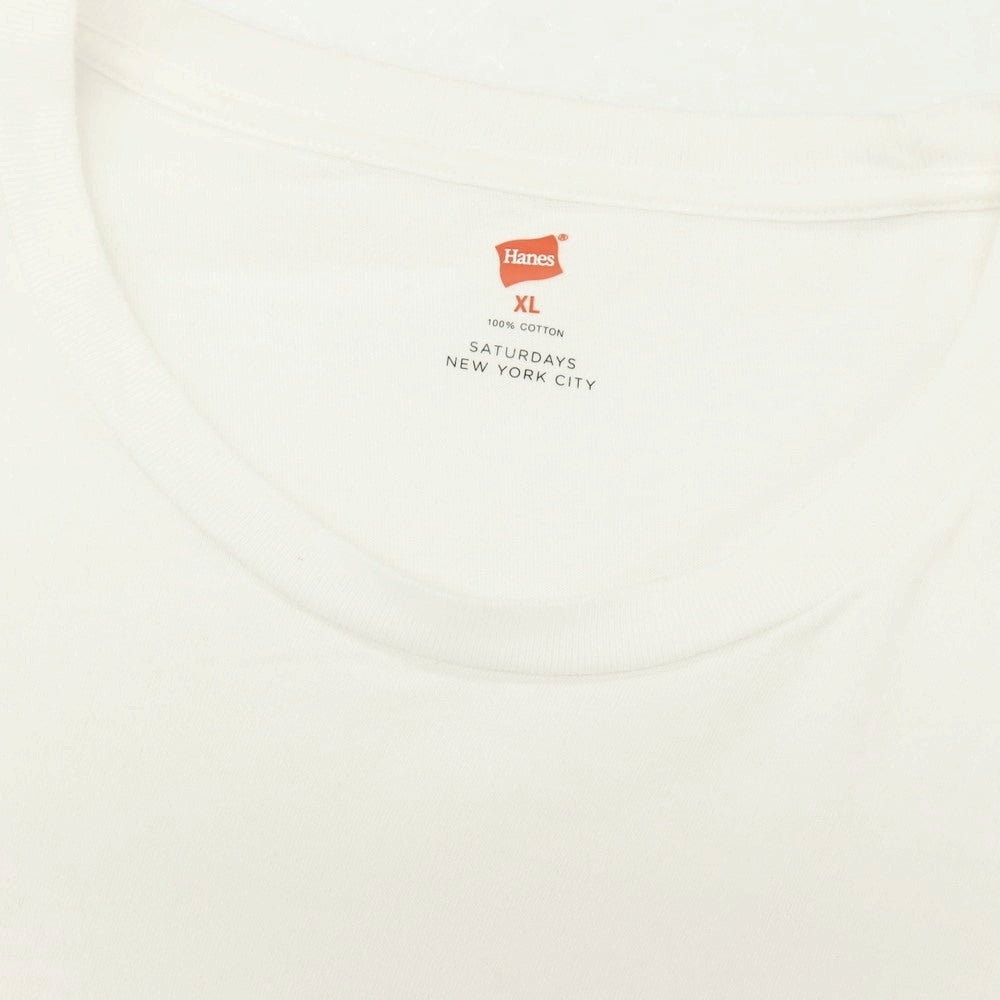 【SALE30%OFF/返品不可】【中古】サタデーズ ニューヨークシティ Saturdays NYC × Hanes コットン クルーネック 半袖Tシャツ ホワイト【 サイズXL 】【 状態ランクC 】【 メンズ 】