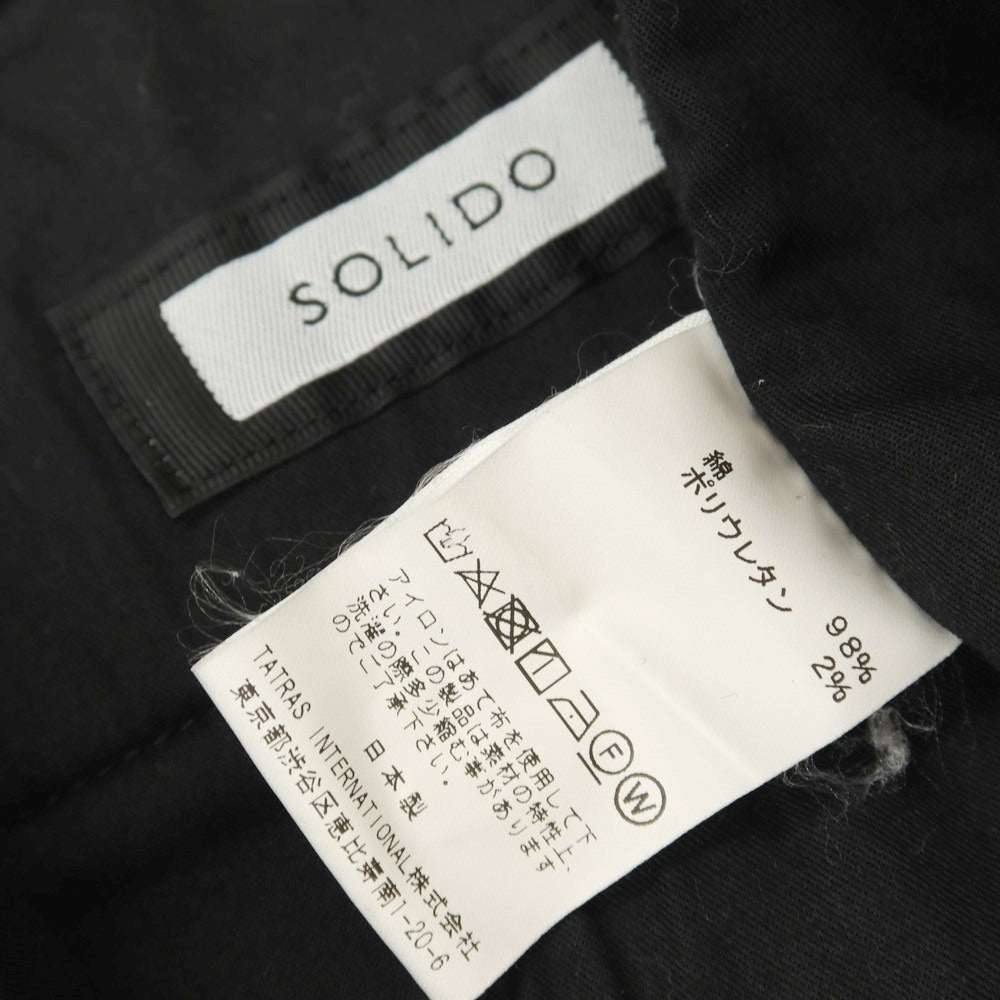 【中古】ソリード SOLIDO ストレッチ コットン ヘリンボーン イージースラックス パンツ ブラックxホワイト【サイズ2】【 状態ランクB 】【 メンズ 】