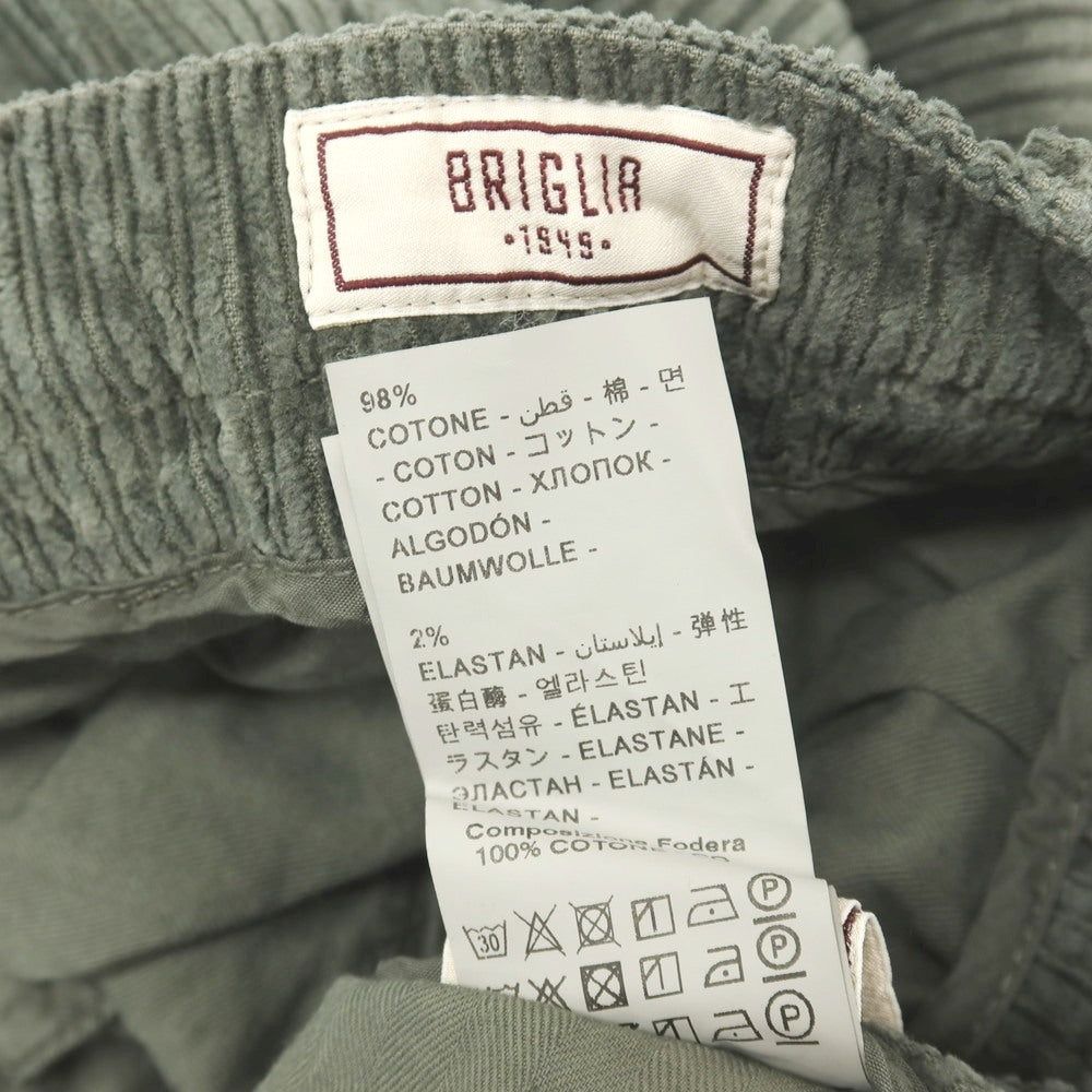 【中古】ブリリア1949 BRIGLIA 1949 ストレッチ コットン 太畝 コーデュロイパンツ グリーン系【サイズ46】【 状態ランクB 】【 メンズ 】