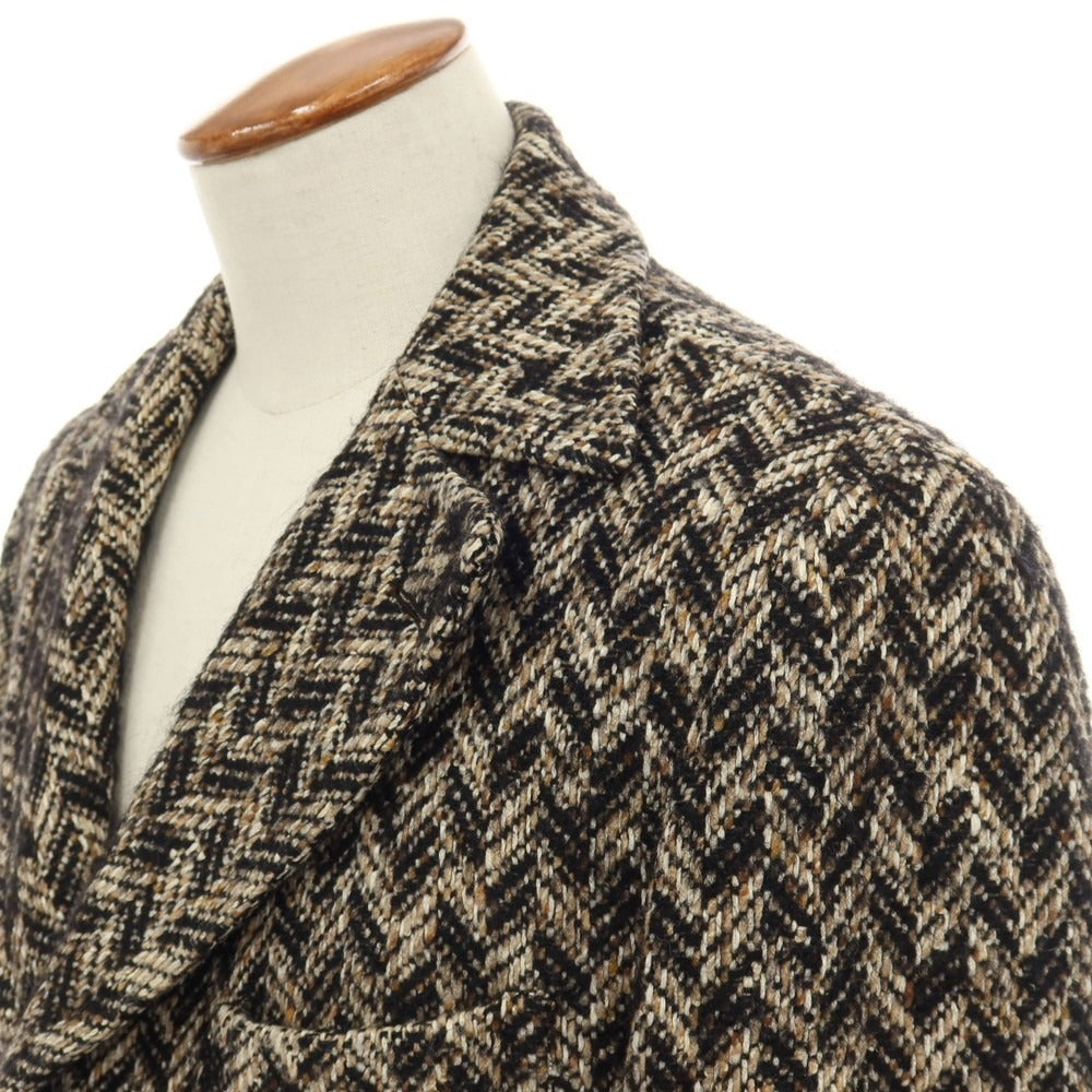 【中古】タリアトーレ TAGLIATORE ウールコットンナイロンシルクモヘヤアルパカ混 チェスターフィールドコート ベージュxブラック【サイズ48】【 状態ランクD 】【 メンズ 】