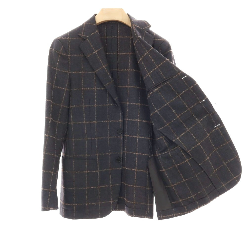 【中古】ユナイテッドアローズ UNITED ARROWS ウール ウィンドウペーンチェック 3B テーラードジャケット グレーxブラウン【サイズ46】【 状態ランクC 】【 メンズ 】