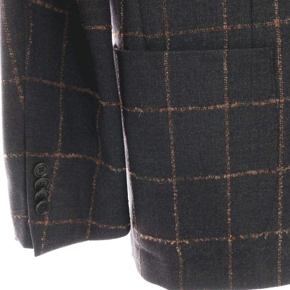 【中古】ユナイテッドアローズ UNITED ARROWS ウール ウィンドウペーンチェック 3B テーラードジャケット グレーxブラウン【サイズ46】【 状態ランクC 】【 メンズ 】