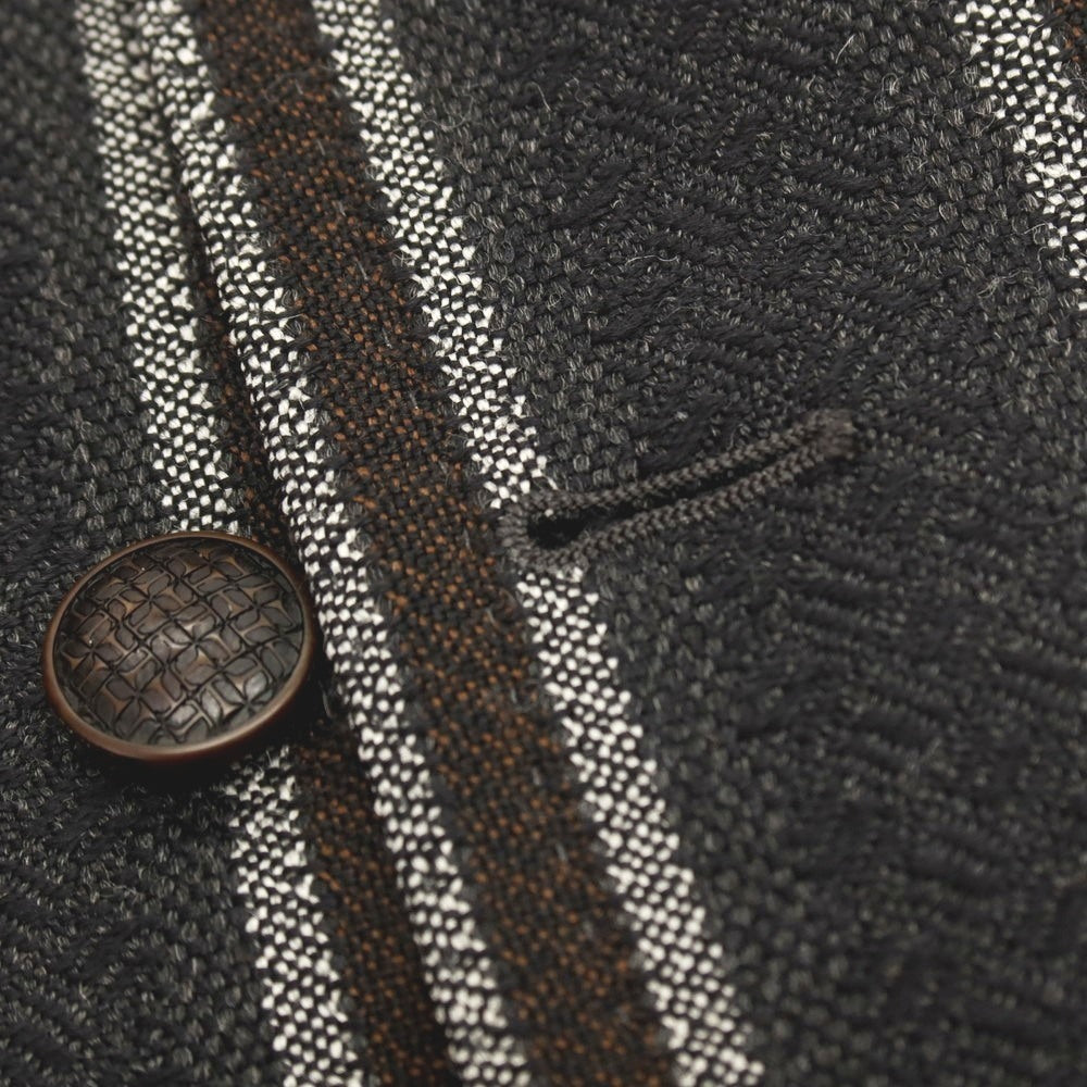 【中古】タリアトーレ TAGLIATORE PINO LERARIO ピーノレラリオ ウール系 ストライプ ダブル6B カジュアルジャケット グレーxブラウン【サイズ48】【 状態ランクC 】【 メンズ 】