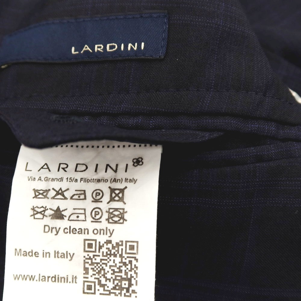 【中古】ラルディーニ LARDINI ウール チェック 3つボタンスーツ ダークネイビーxネイビー【サイズ46】【 状態ランクD 】【 メンズ 】