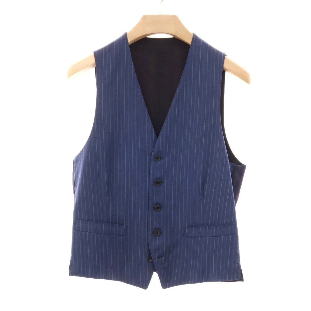 【中古】ポールスミス Paul Smith スリーピース ウール ストライプ 2つボタンスーツ ダークブルー【サイズM】【 状態ランクC 】【 メンズ 】