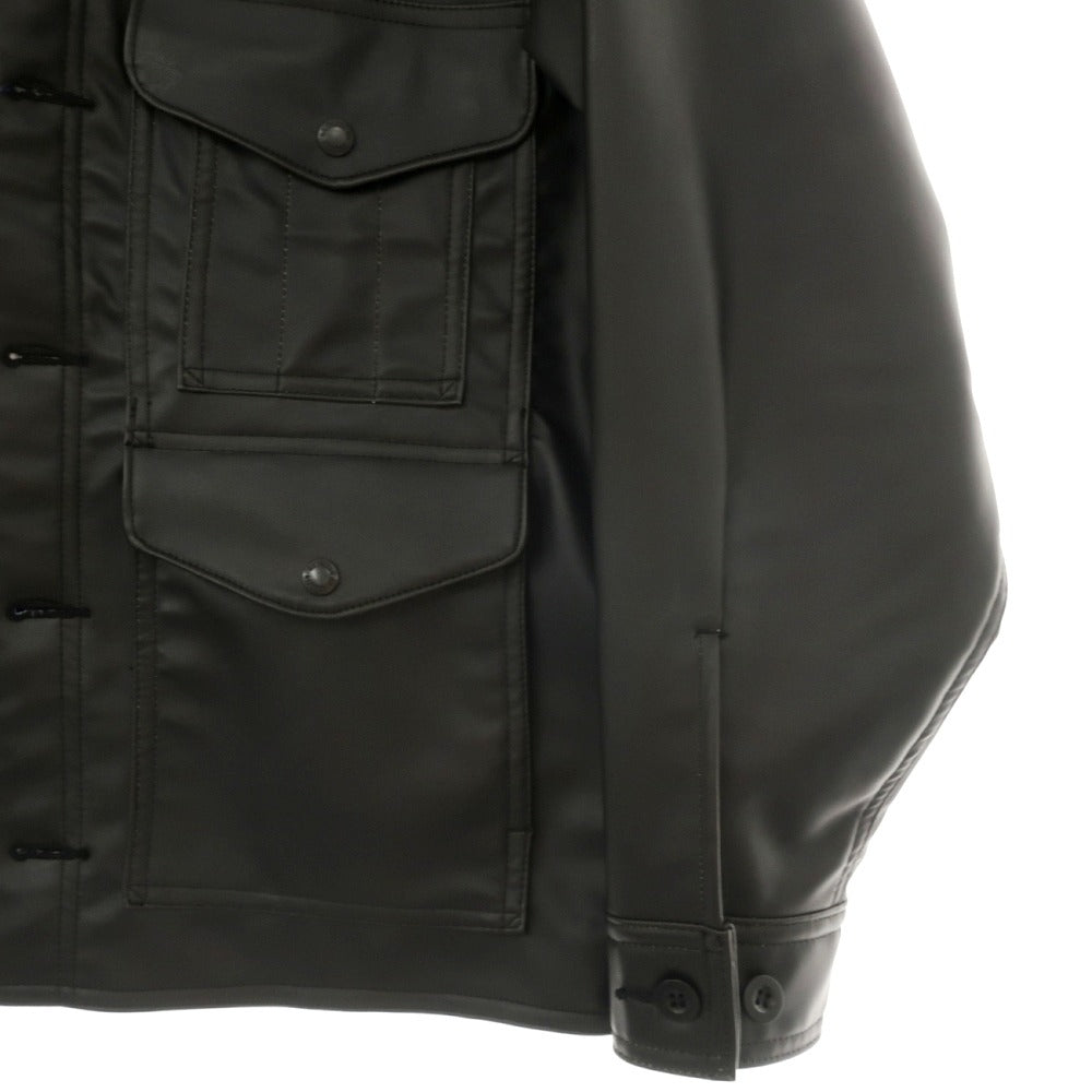【中古】ジュンヤワタナベ マン JUNYA WATANABE MAN × FILSON 2025年秋冬 フェイクレザー×ウール モッサーチェック 切替 ジャケット ブルゾン ブラック【サイズS】【 状態ランクA 】【 メンズ 】