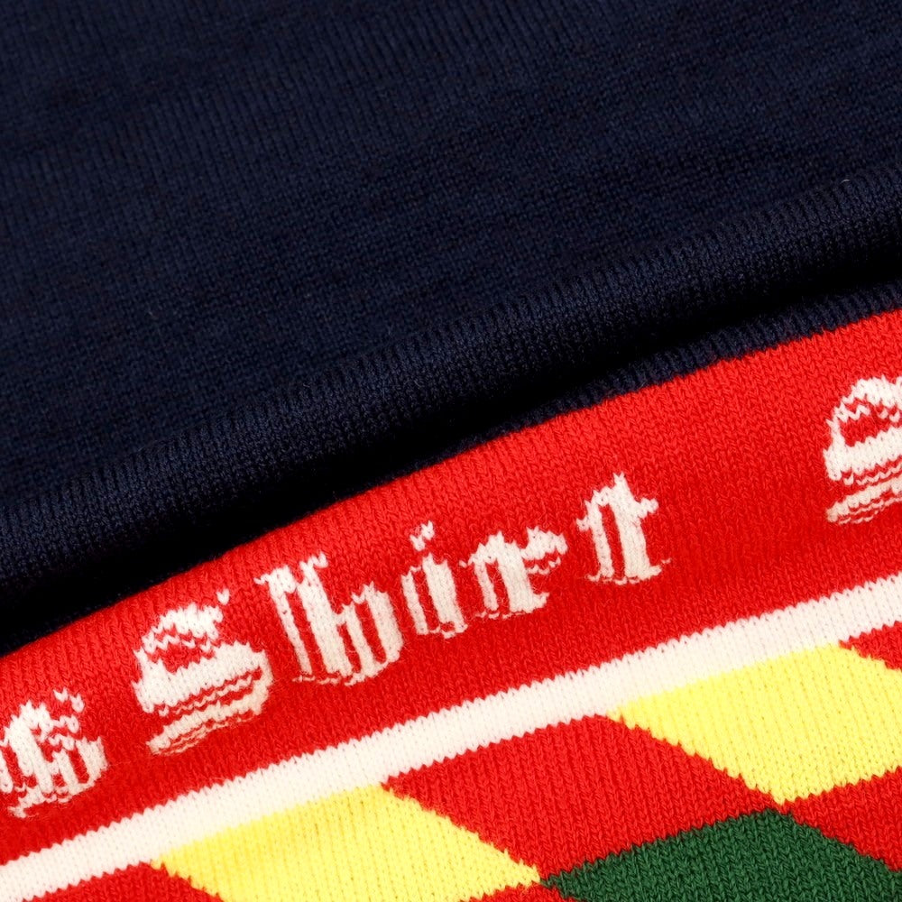 【中古】コムデギャルソンシャツ COMME des GARCONS SHIRT 2025年秋冬 アクリルウールナイロン クルーネック プルオーバーニット ネイビーxマルチカラー【サイズL】【 状態ランクA 】【 メンズ 】