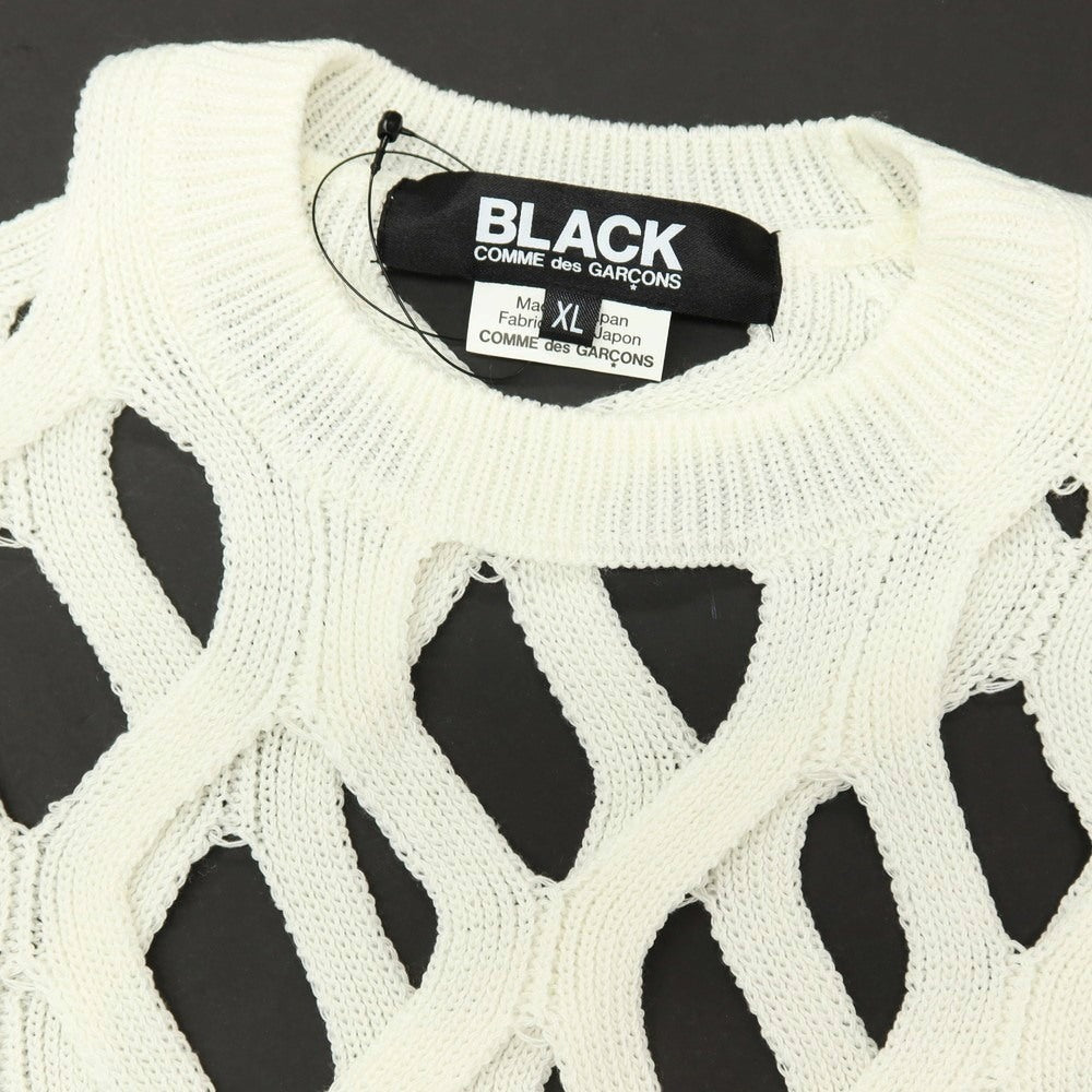 【中古】ブラックコムデギャルソン BLACK COMME des GARCONS アクリル クルーネック ニットベスト オフホワイト【サイズXL】【 状態ランクA 】【 メンズ 】