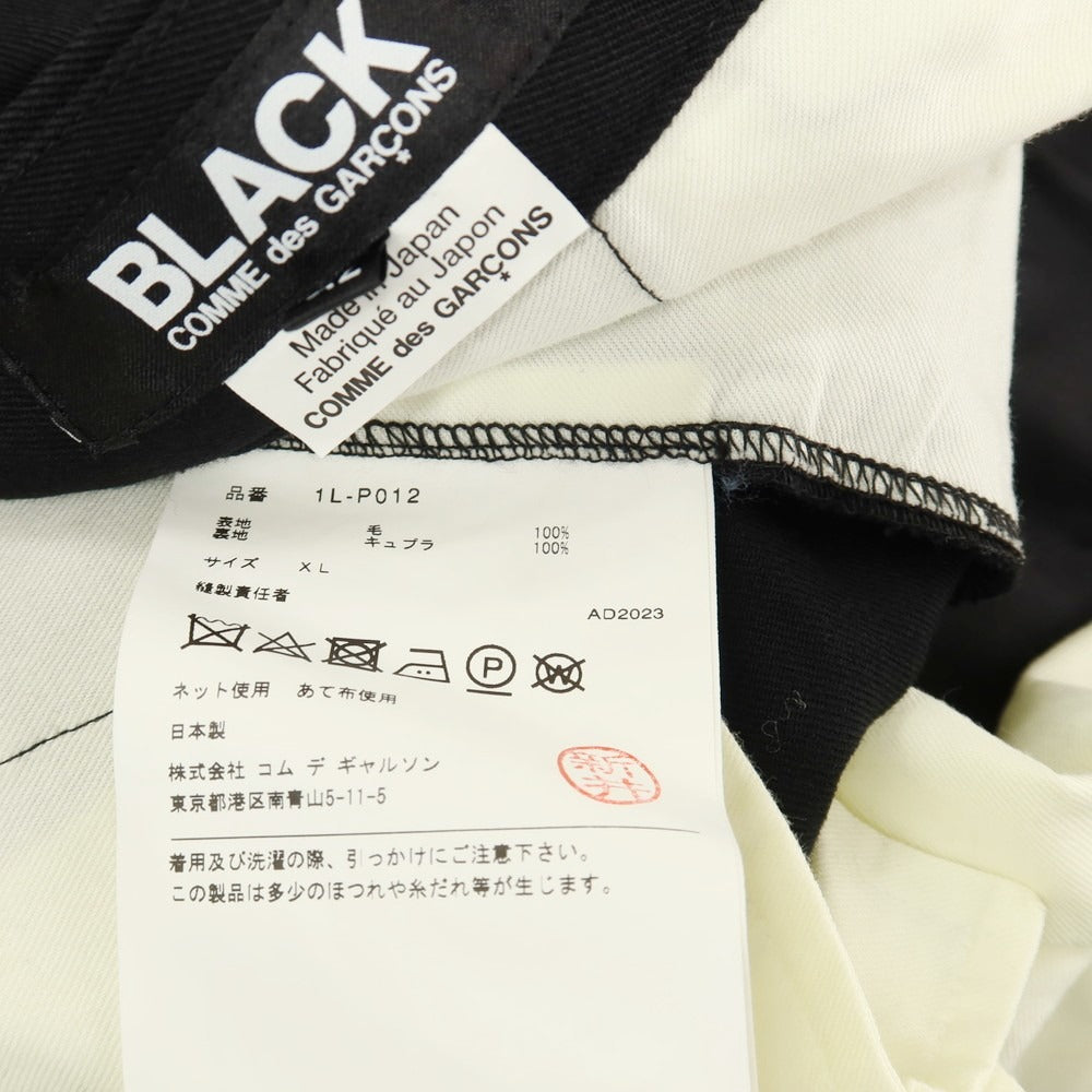 【中古】ブラックコムデギャルソン BLACK COMME des GARCONS ツイルウール カットニー ベルトデザイン カジュアルスラックスパンツ ブラック【サイズXL】【 状態ランクA 】【 メンズ 】