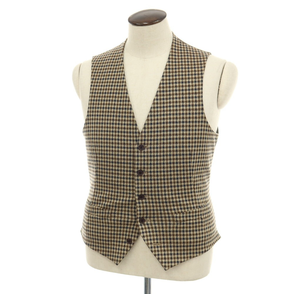 【中古】マッキントッシュフィロソフィー MACKINTOSH PHILOSOPHY ポリエステルアクリルウール チェック カジュアル系ジレ ベスト ベージュxブラウン【サイズ40】【 状態ランクB 】【 メンズ 】