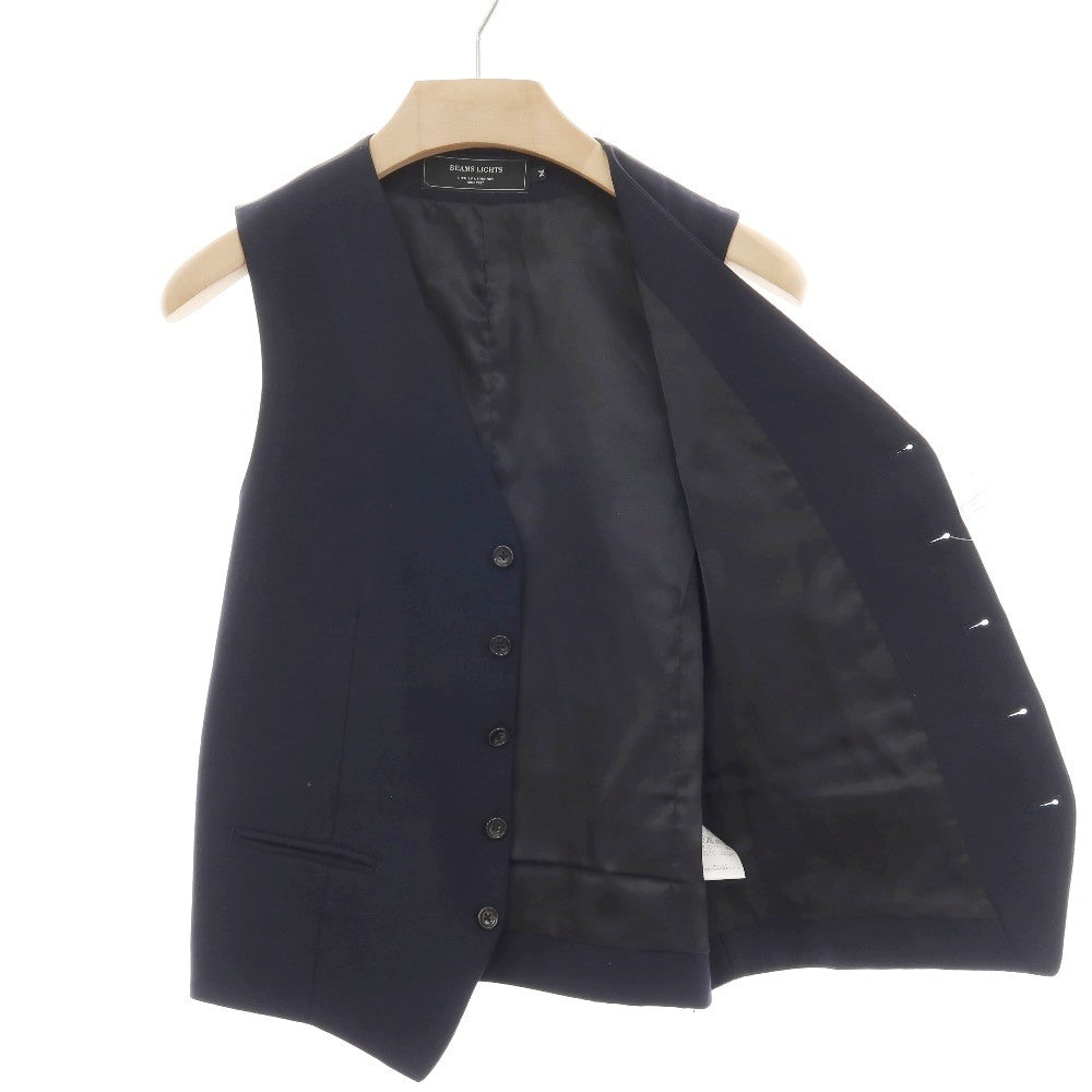 【SALE30%OFF/返品不可】【中古】ビームスライツ BEAMS LIGHTS ウールポリエステル ドレス系ジレ ベスト ネイビー【 サイズM 】【 状態ランクB 】【 メンズ 】