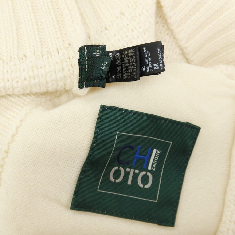 【中古】ザノーネ ZANONE CHIOTO キョート ウール スタンドカラー カーディガン アイボリー【サイズ46】【 状態ランクC 】【 メンズ 】