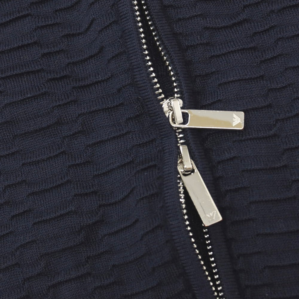 【中古】エンポリオ アルマーニ EMPORIO ARMANI アクリルモダールウール ダブルジップ ニット パーカー ネイビー【サイズM】【 状態ランクB 】【 メンズ 】