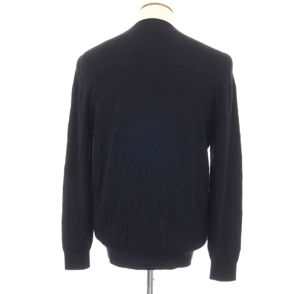 【SALE30%OFF/返品不可】【中古】エンポリオ アルマーニ EMPORIO ARMANI レーヨンナイロン ダイヤ柄 ジャカード クルーネック プルオーバーニット ブラック【 サイズM 】【 状態ランクB 】【 メンズ 】
