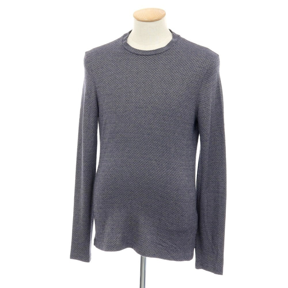 【SALE30%OFF/返品不可】【中古】アルマーニ コレッツォーニ ARMANI COLLEZIONI レーヨンポリウレタン クルーネック 長袖Tシャツ ネイビーxグレー【 サイズS 】【 状態ランクB 】【 メンズ 】