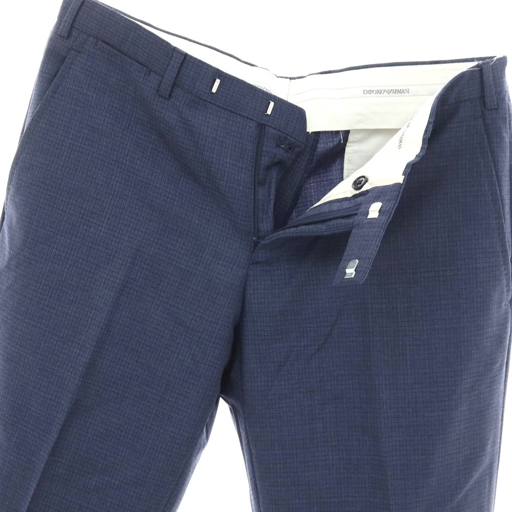 【SALE30%OFF/返品不可】【中古】エンポリオ アルマーニ EMPORIO ARMANI ウール チェック ドレススラックスパンツ ネイビー【 サイズ50 】【 状態ランクB 】【 メンズ 】