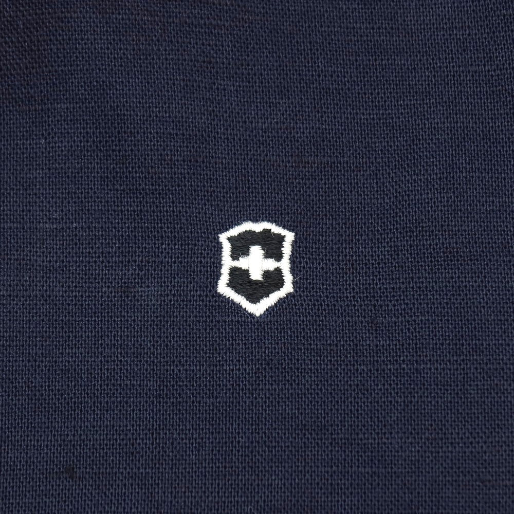 【中古】ビクトリノックス Victorinox リネンコットン レギュラーカラー カジュアルシャツ ネイビー【サイズM】【 状態ランクB 】【 メンズ 】