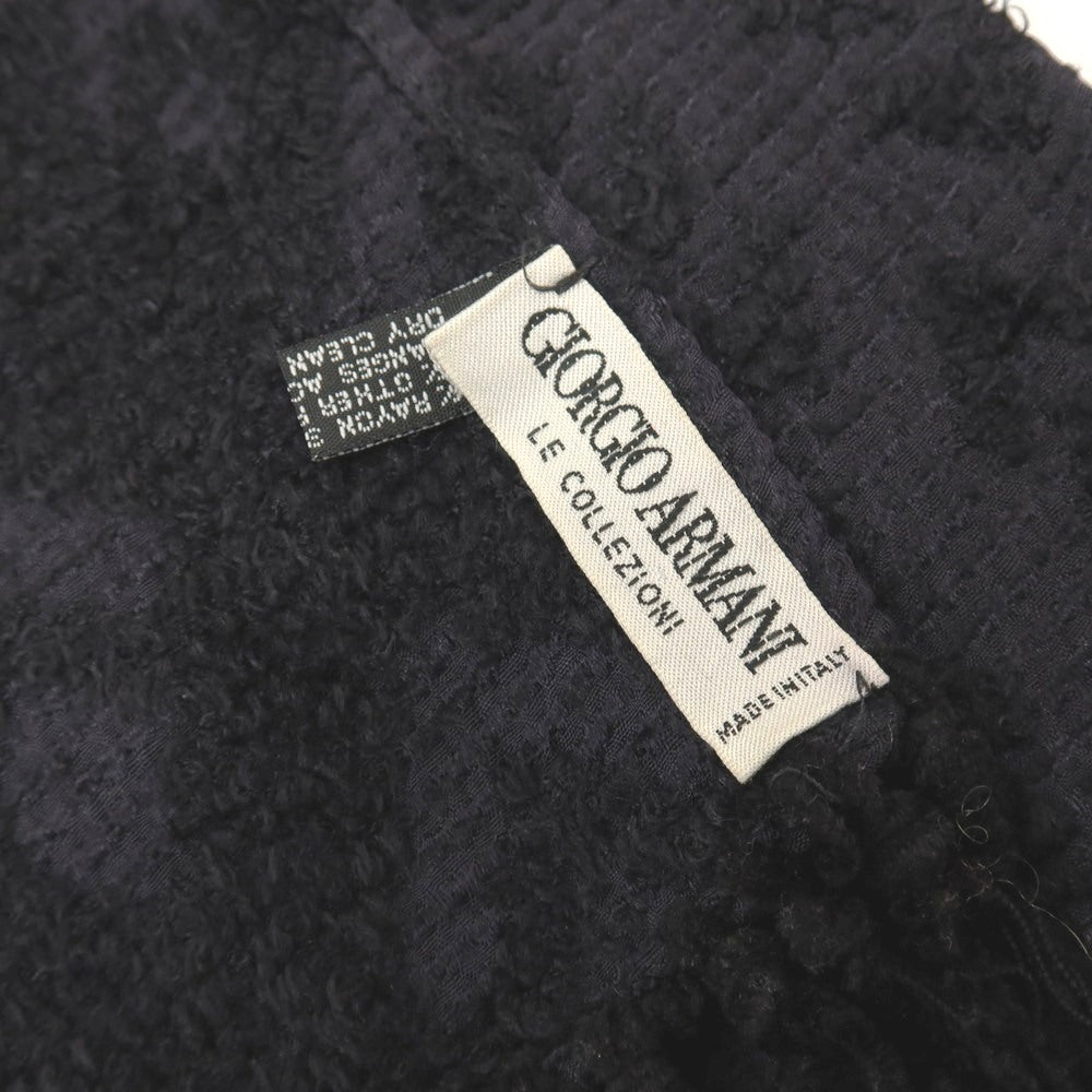 【中古】ジョルジオアルマーニ GIORGIO ARMANI レーヨンシルク ジャカード ストール ダークネイビーxブラック【 状態ランクB 】【 メンズ 】
