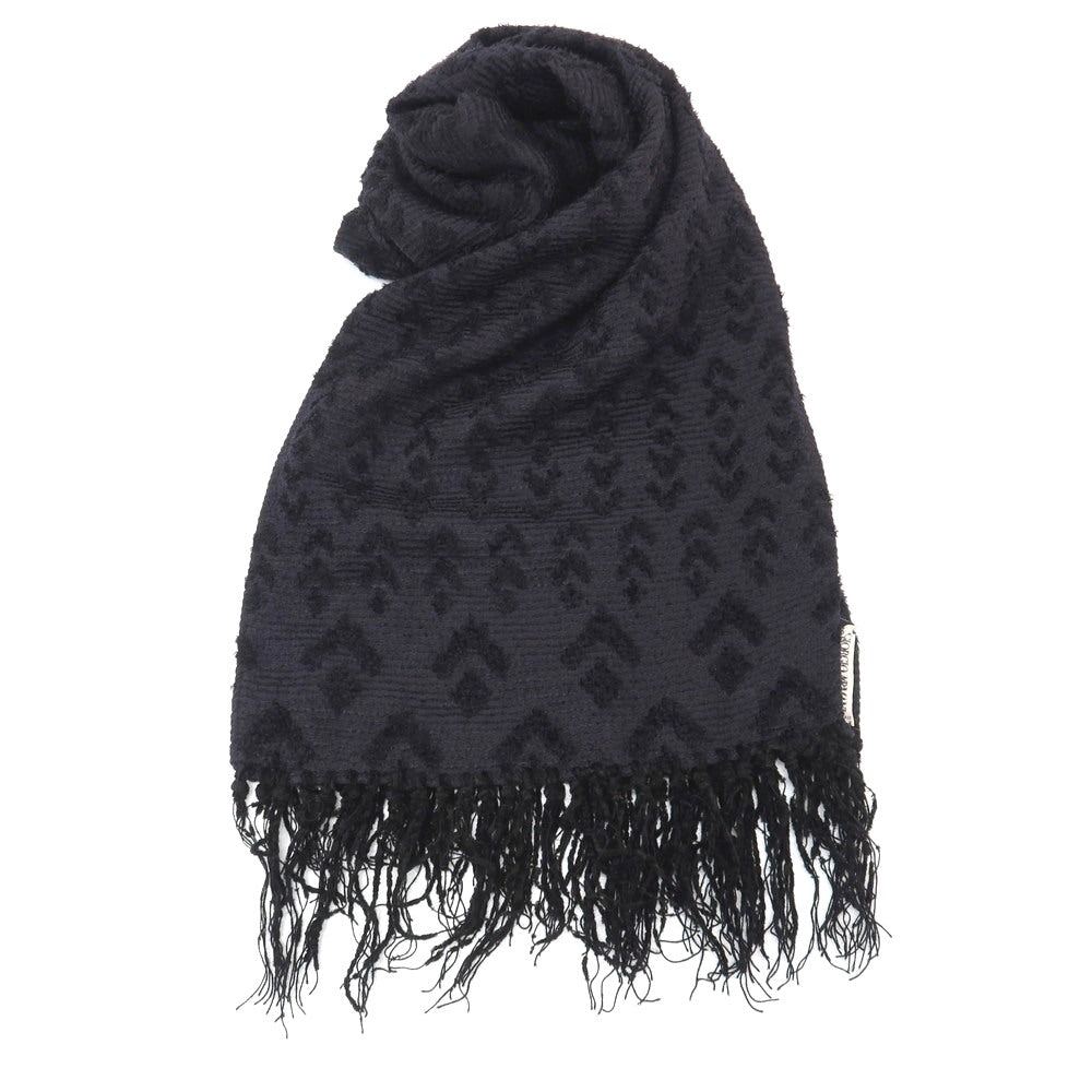 【中古】ジョルジオアルマーニ GIORGIO ARMANI レーヨンシルク ジャカード ストール ダークネイビーxブラック【 状態ランクB 】【 メンズ 】