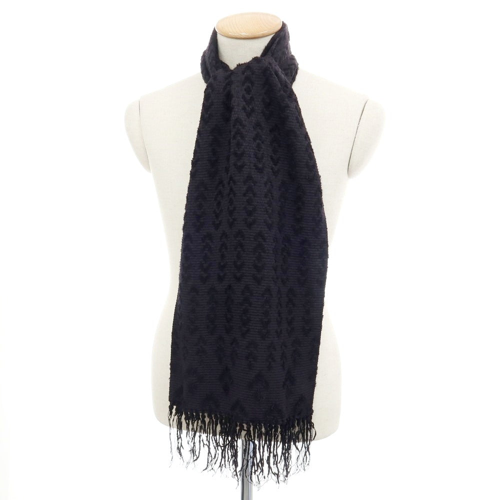 【中古】ジョルジオアルマーニ GIORGIO ARMANI レーヨンシルク ジャカード ストール ダークネイビーxブラック【 状態ランクB 】【 メンズ 】