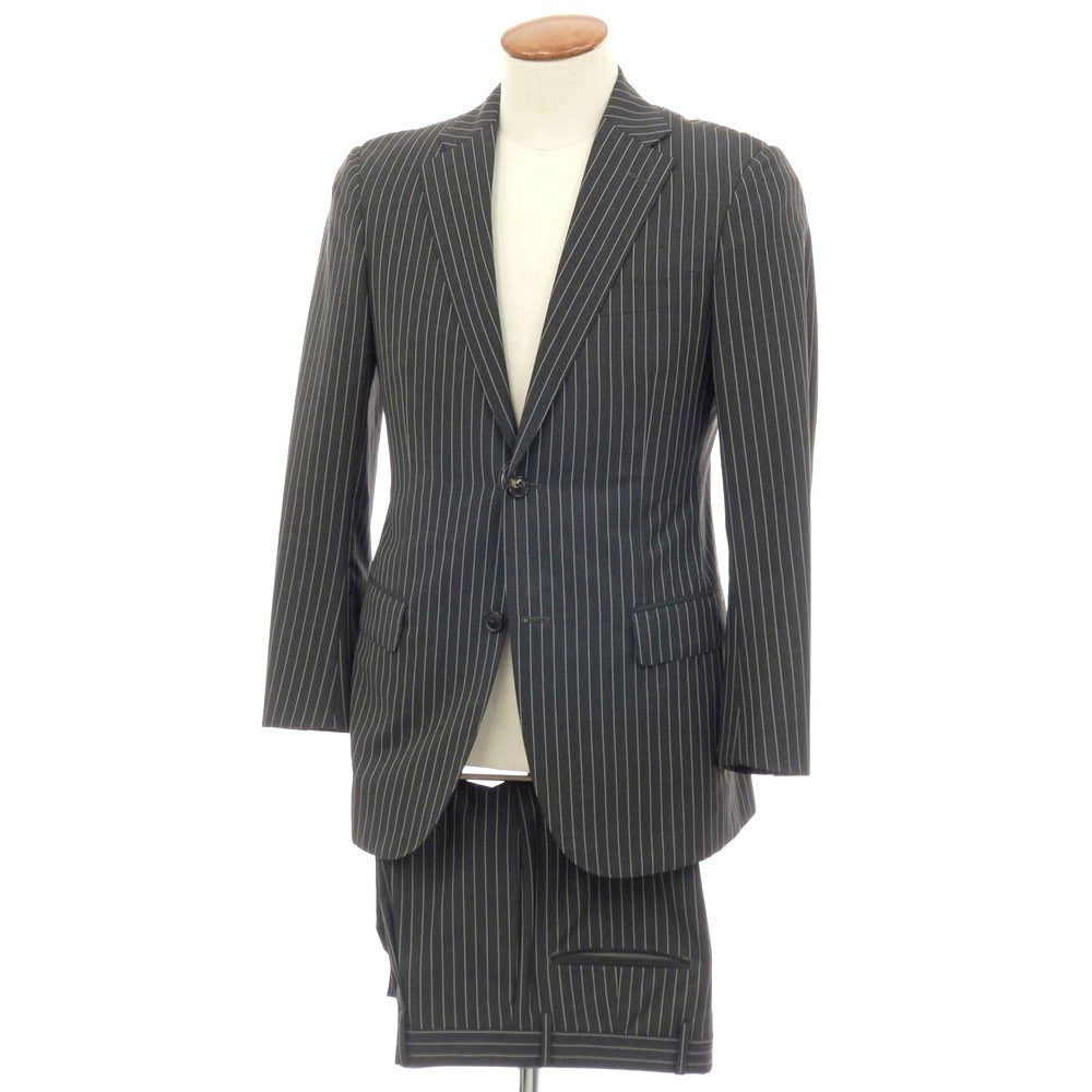 【中古】ポールスチュアート PAUL STUART ウール ストライプ 2つボタンスーツ グレー【サイズ38】【 状態ランクD 】【 メンズ 】